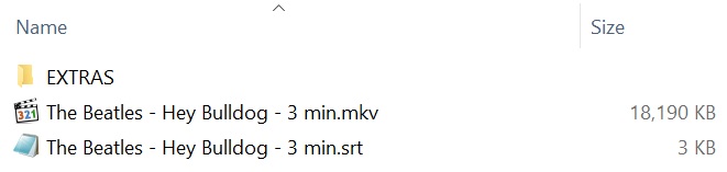 Screen dump of 'The Beatles - Hey Bulldog - 4 min (1080p)' folder