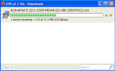 Screen dump of download, part 2